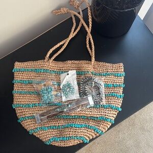 Turquoise bundle- Zara bag, turquoise earrings, necklace & bracelet